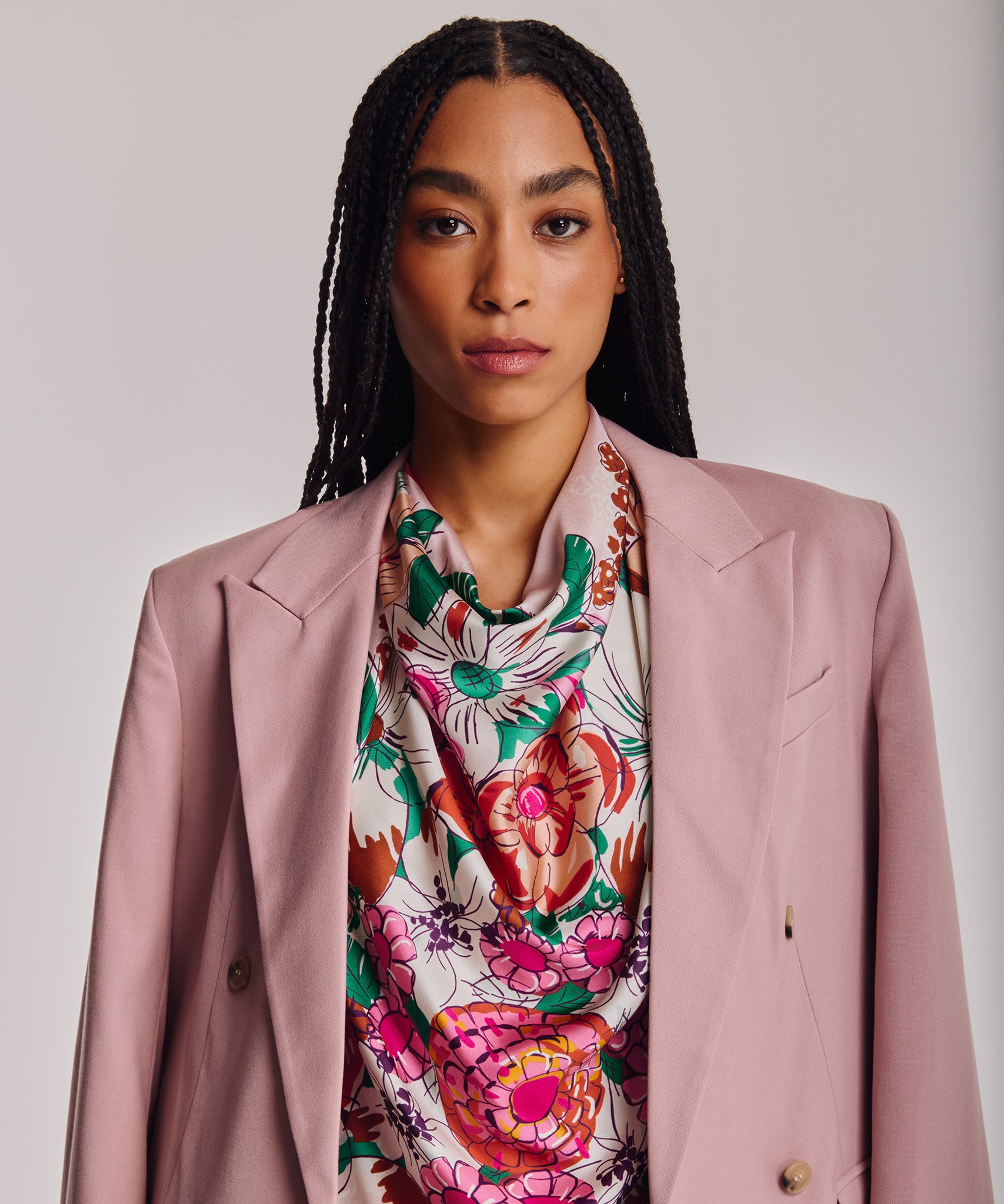 Floral Bouquet 35" Silk Square in color beach pink