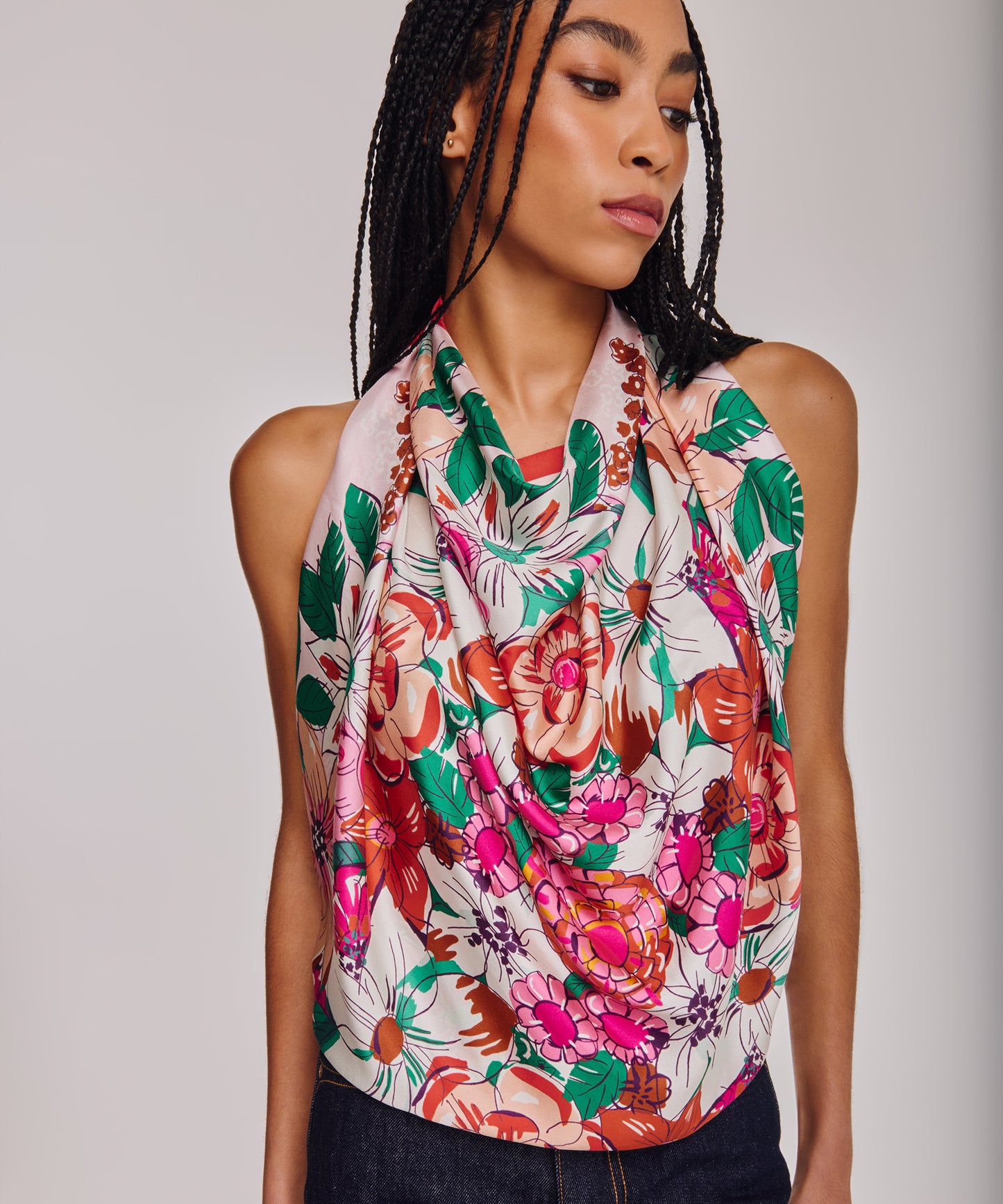 Floral Bouquet 35" Silk Square in color beach pink