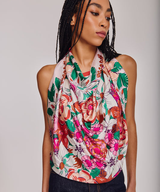 Floral Bouquet 35" Silk Square in color beach pink