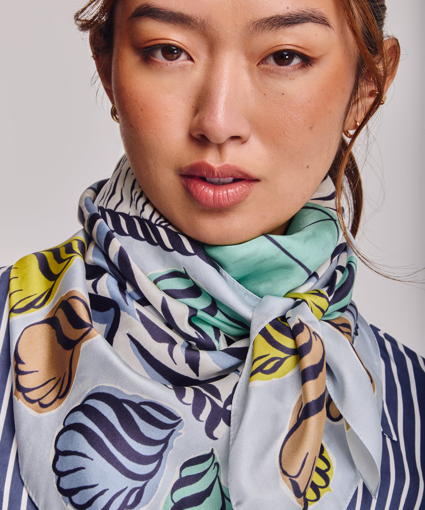 Sail Away 35" Silk Square Scarf in color chambray