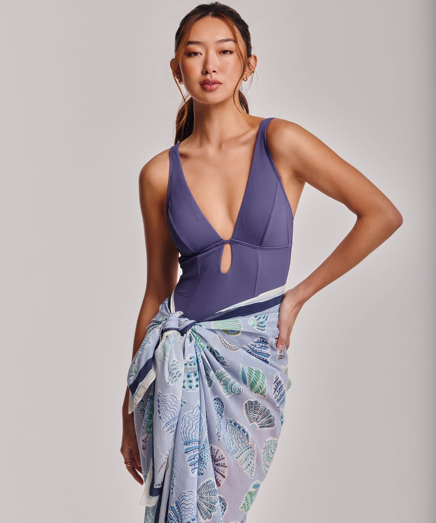Sea Shells Sarong in color chambray