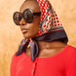 Grid Dots Square Scarf in Red and Blue