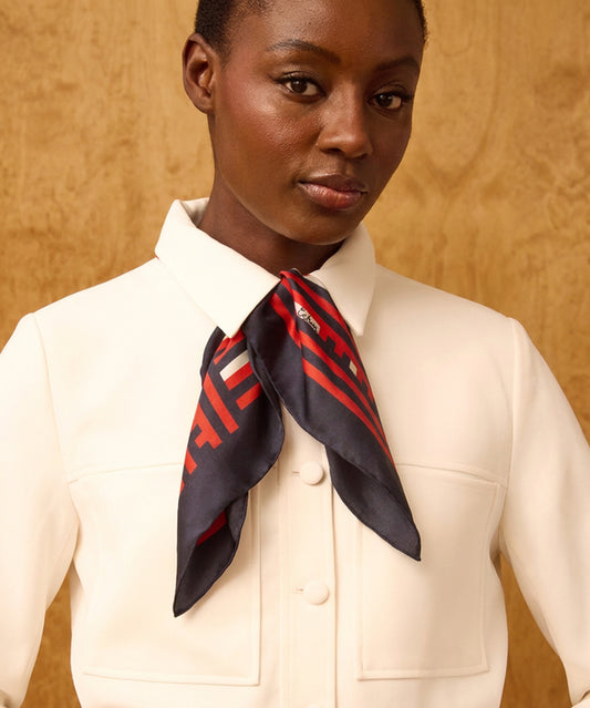 red and blue scarf
