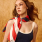 Stripe Silk Oblong in Red/ Navy