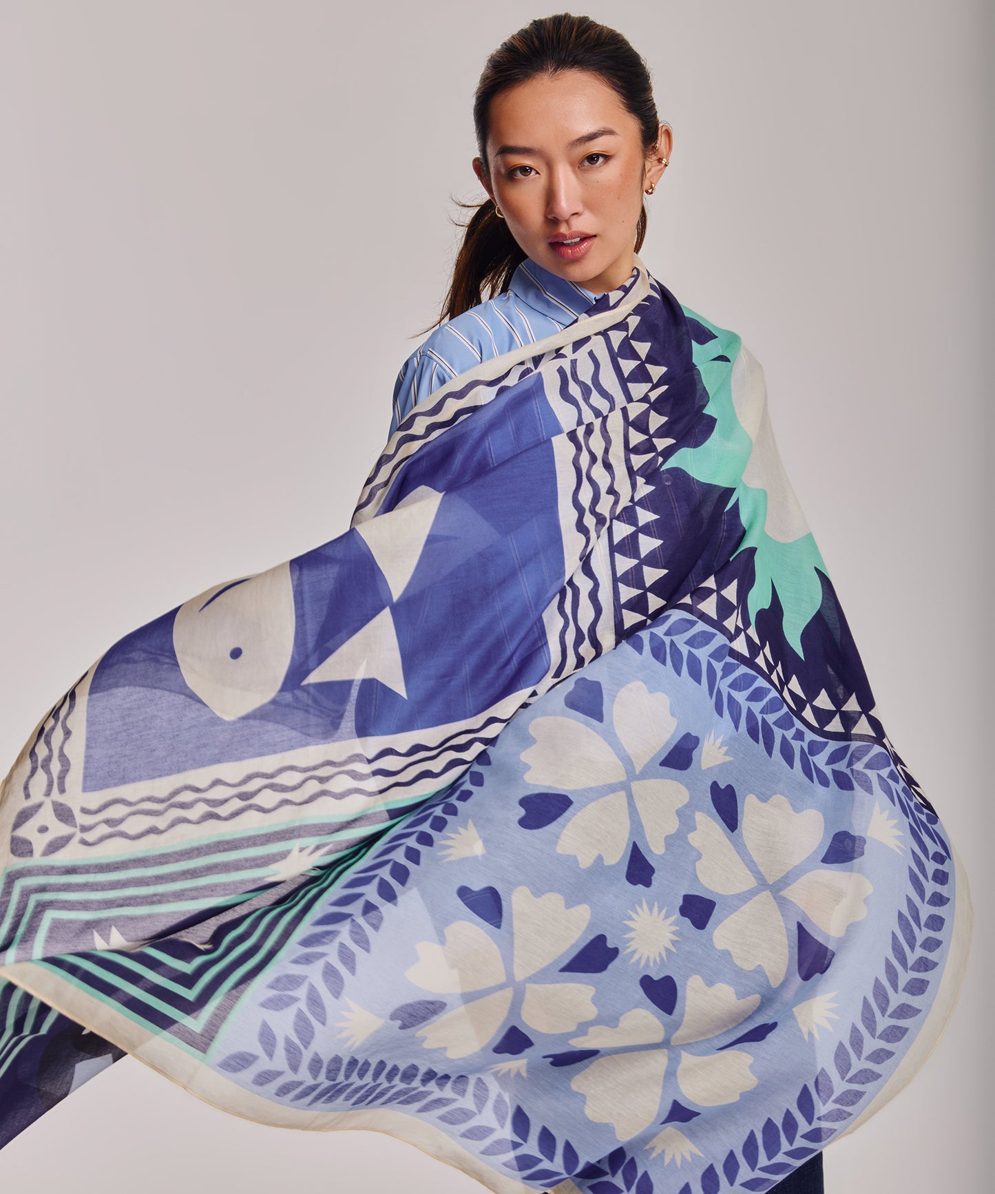 Summer Escape Oversized Square Scarf in color ultramarine