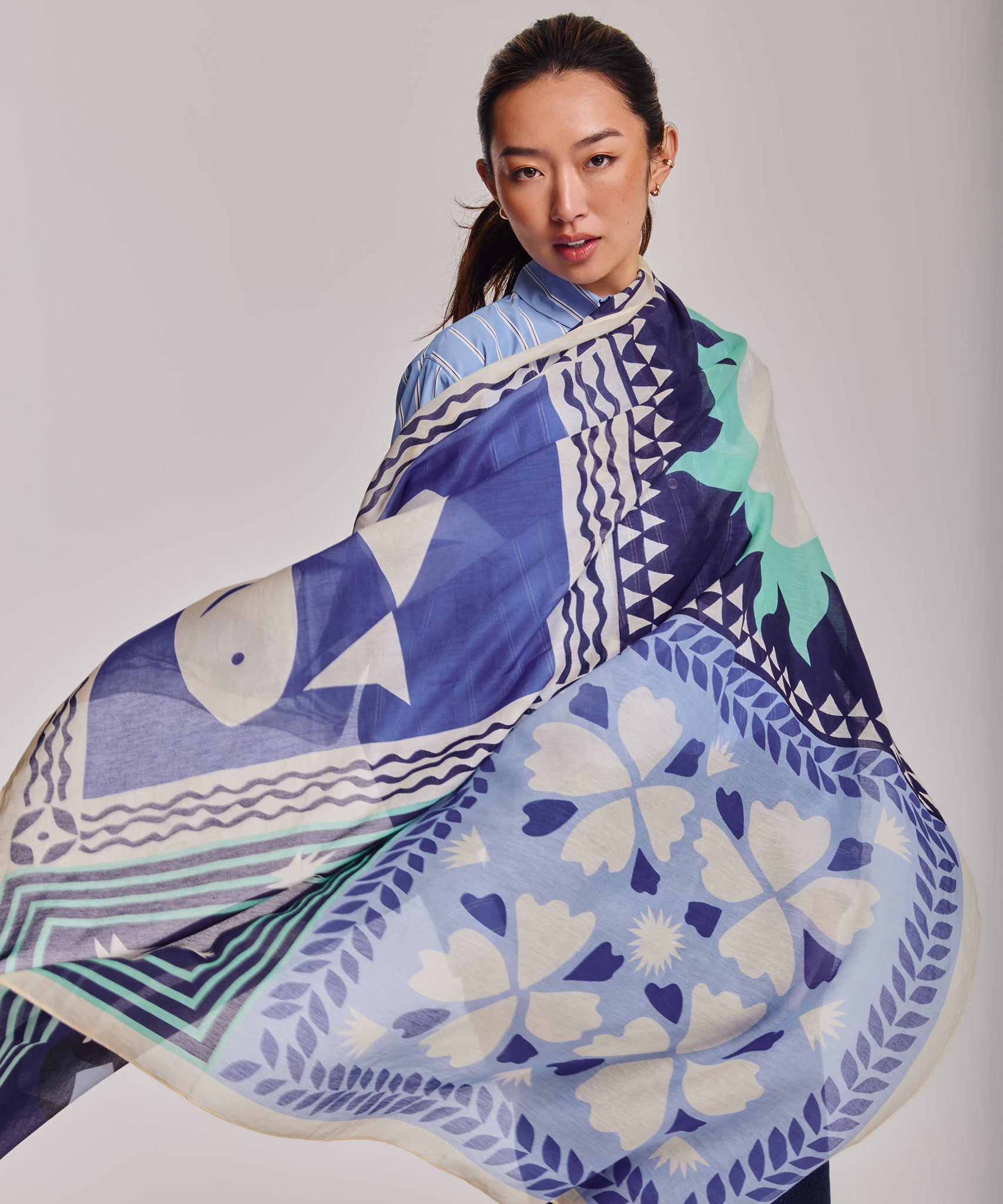 Summer Escape Oversized Square Scarf in color ultramarine