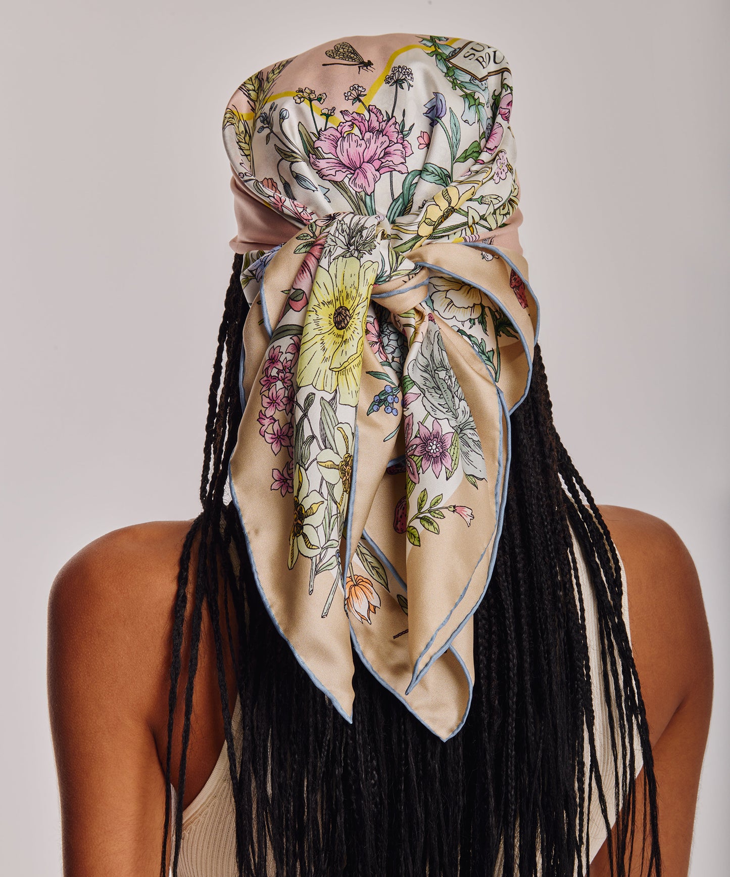 Summer Bounty 35" Silk Square Scarf in color pebble