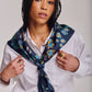 Lost At Sea 35" Silk Square Scarf in color navy