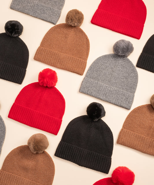 Wool/Cashmere Honeycomb Beanies