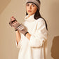 Striped Pop-top Mitten in color Pebble