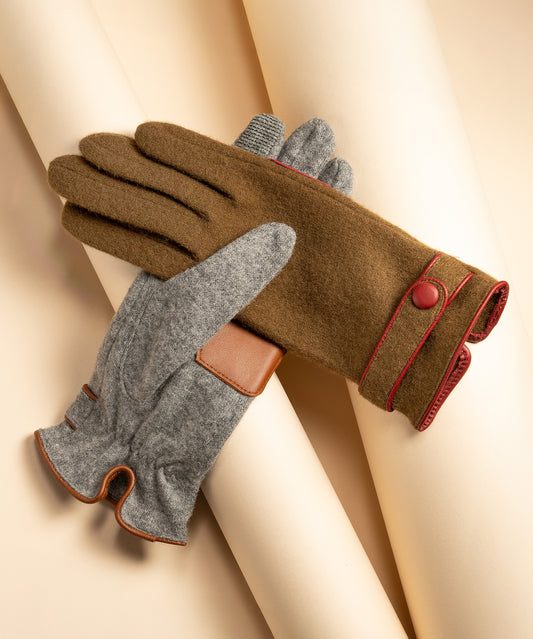 Belted Glove in color Grey Heather