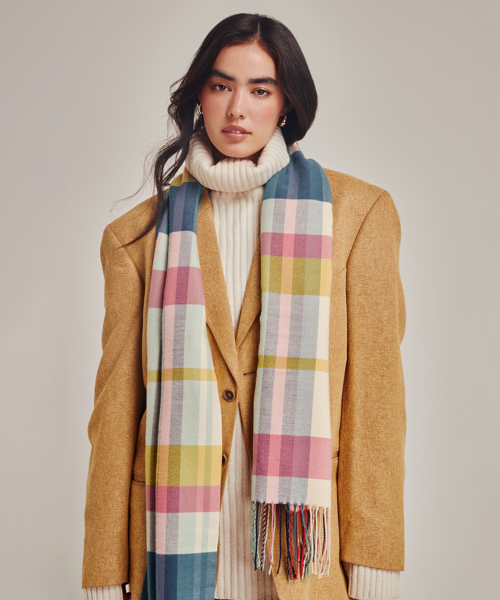 Central Park Plaid Scarf in color multi