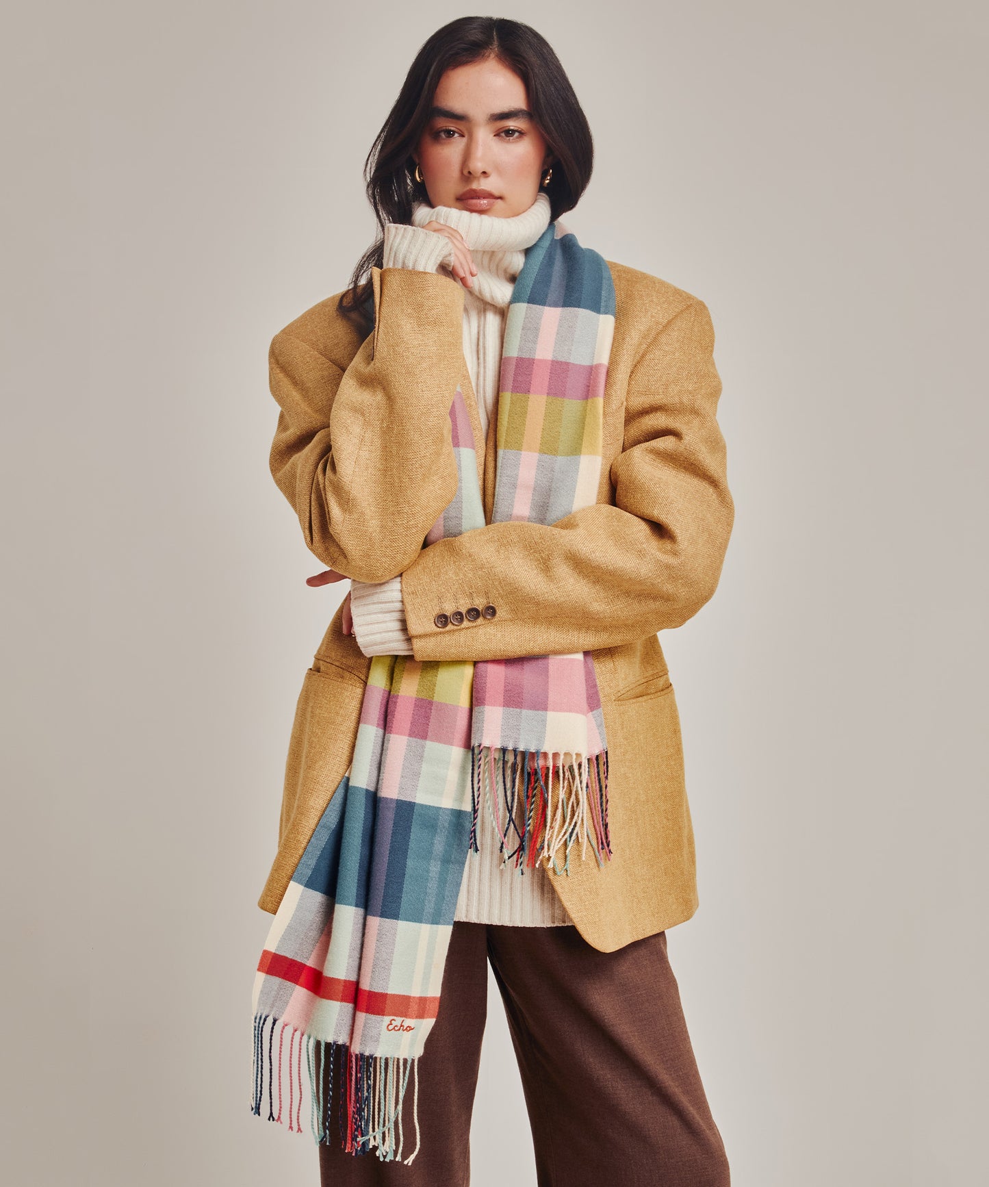 Central Park Plaid Scarf in color multi