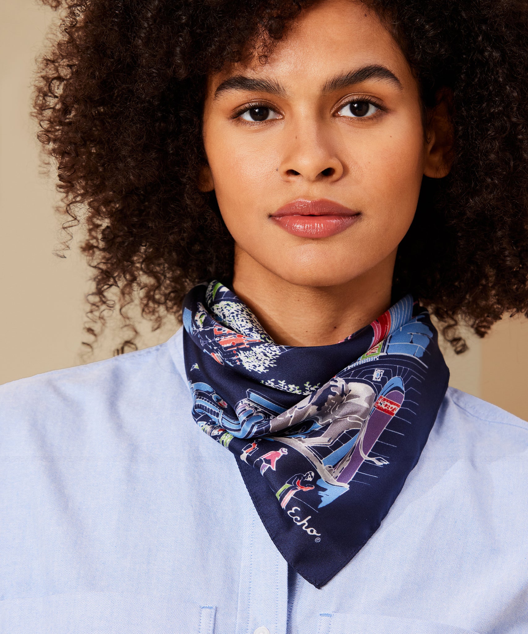 City Hopping Silk Bandana in color Navy