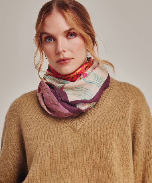 Dusk Bouquet Oversized Square in color fig