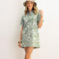 Canyon Paisley Shirt Dress in color Avocado on a model