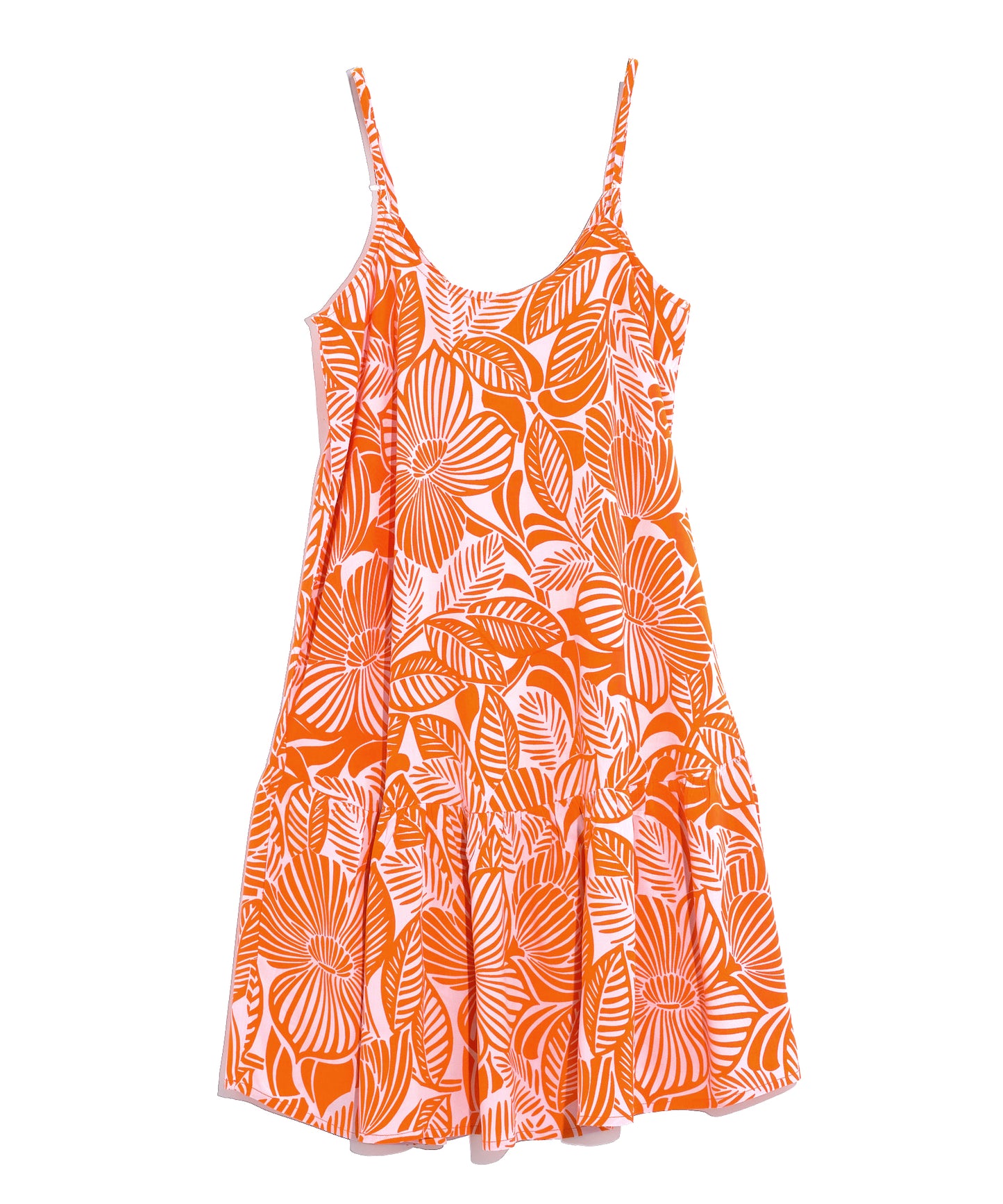 Woodcut Floral Lilou Dress in color Tangerine