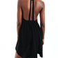 Meridian Slip Dress in color Black on a model