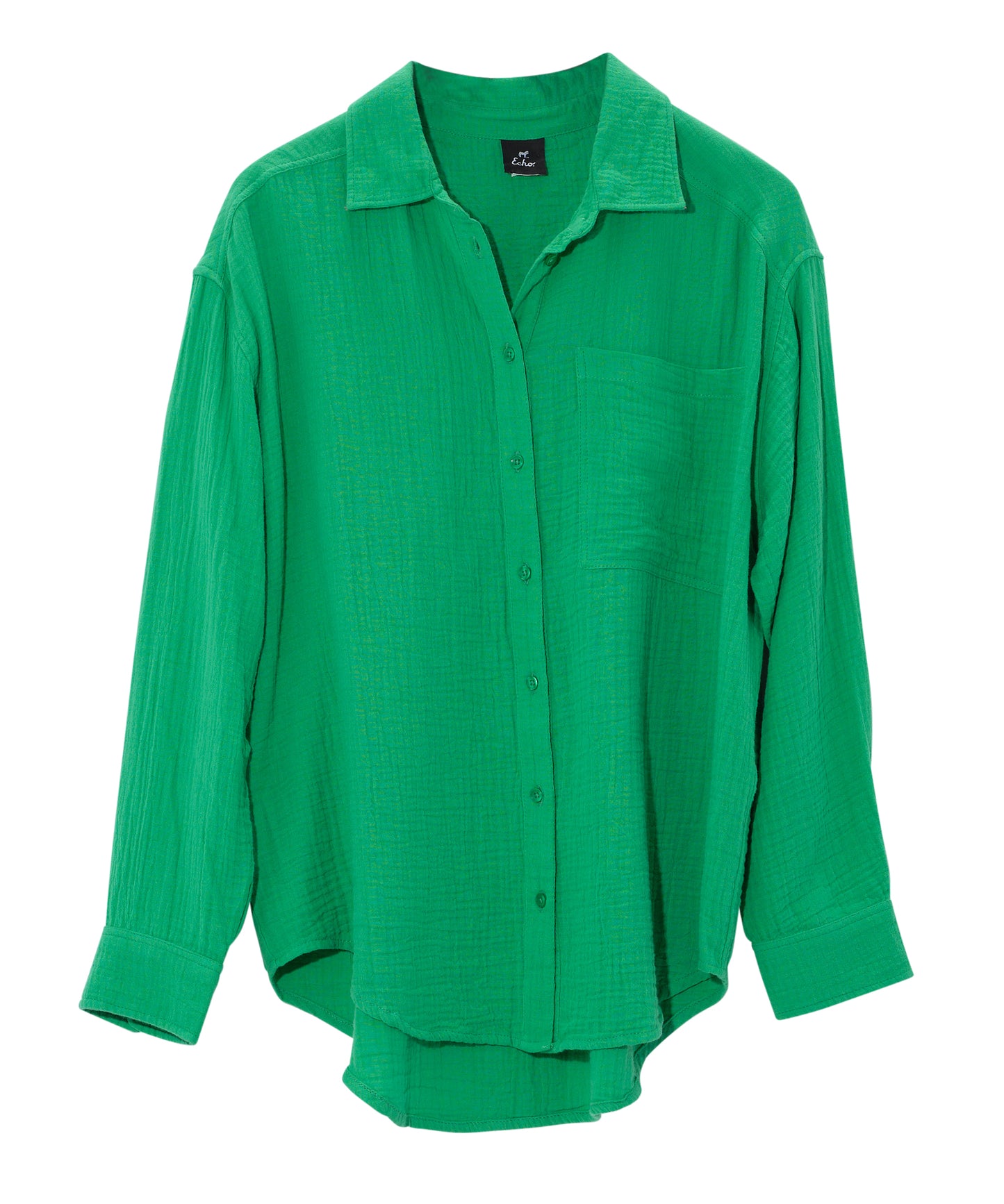 Supersoft Gauze Boyfriend Shirt in color palm green