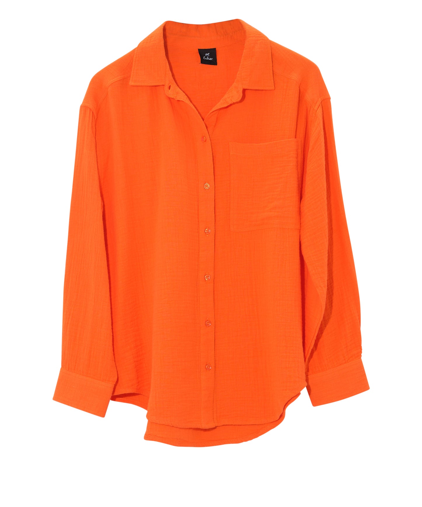 Supersoft Gauze Boyfriend Shirt in color tangerine