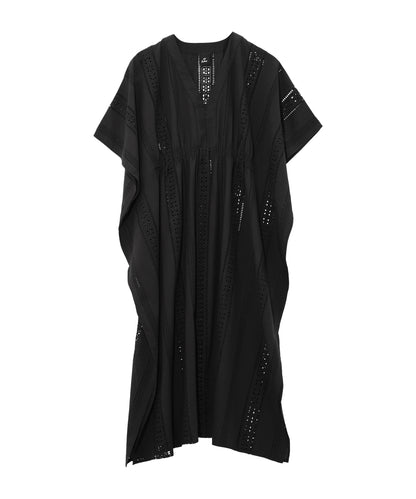 Eyelet Maxi Caftan in color Black