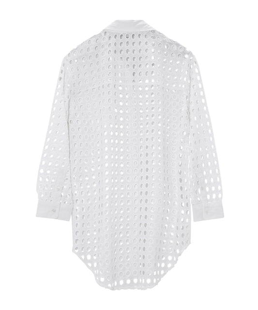 Eyelet Shirt Dress in color White