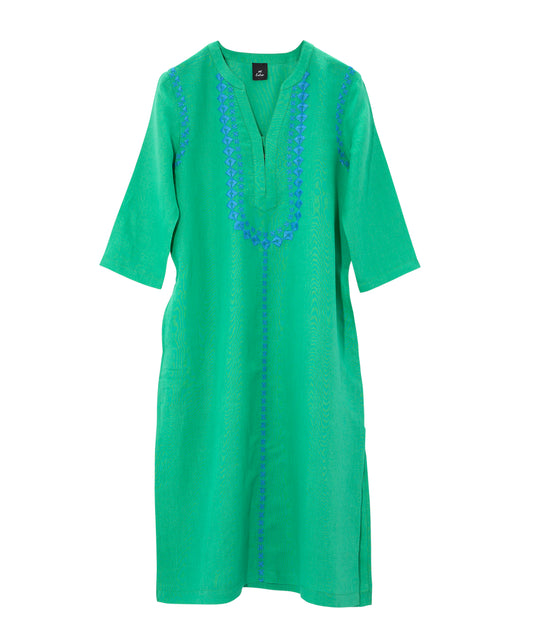 Catalina Embroidered Caftan in color Island Green