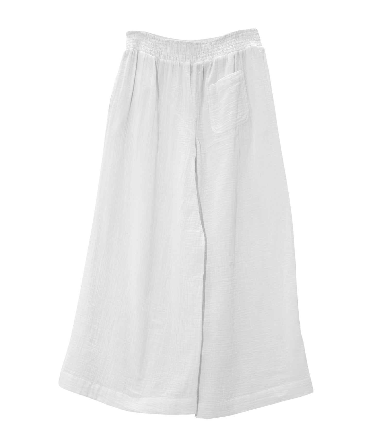 Supersoft Gauze Smocked Pants in color white - back of pants
