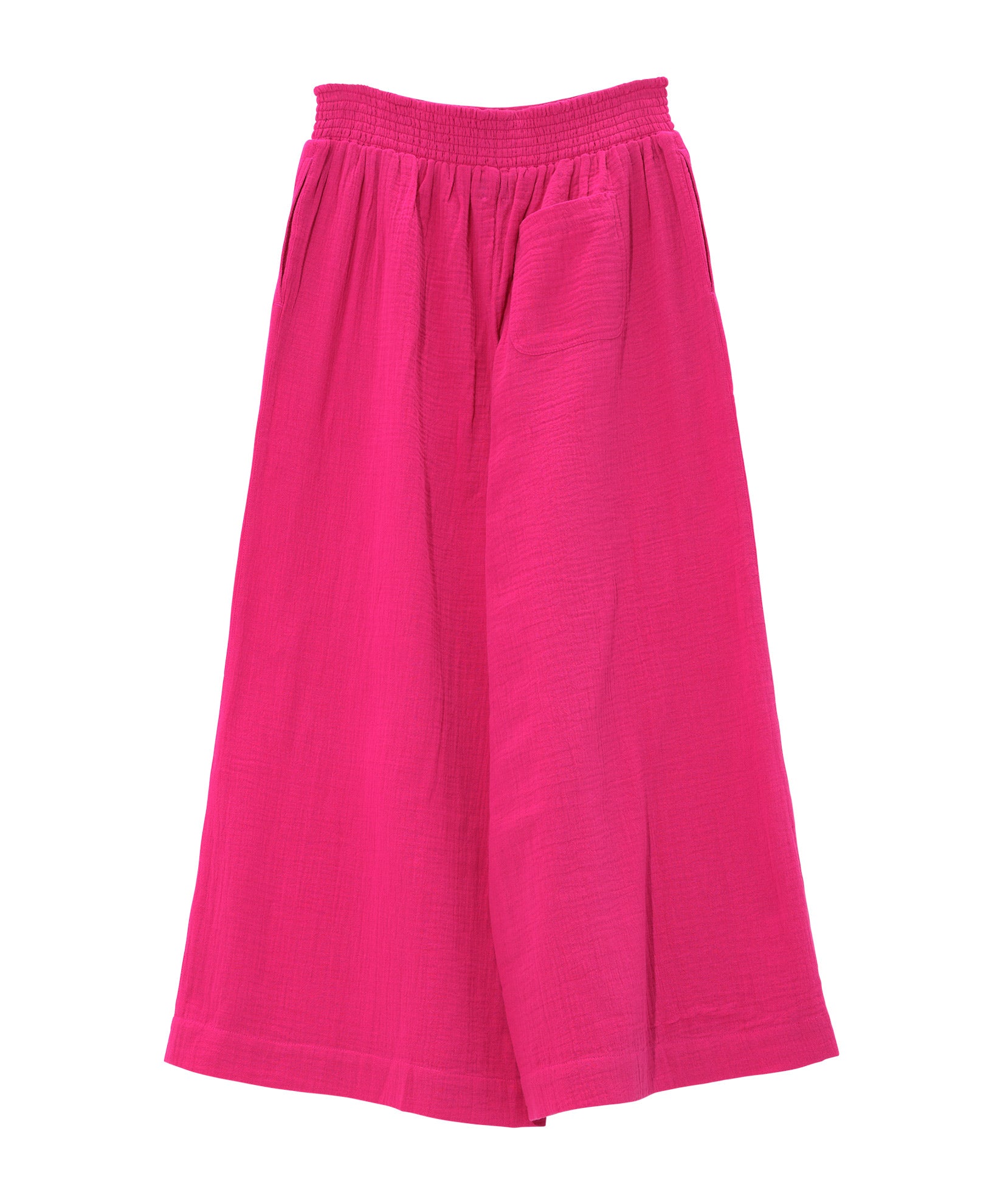 Supersoft Gauze Smocked Pants in color hibiscus - back of pants