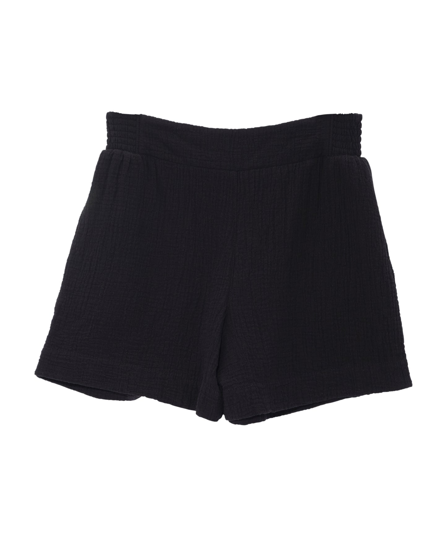 Supersoft Gauze Smocked Shorts in color black