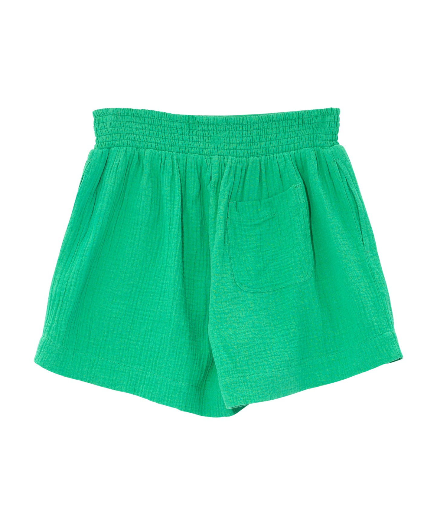 Supersoft Gauze Smocked Shorts in color palm green