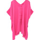 Light Weight Gauze Caftan in color pink lemonade