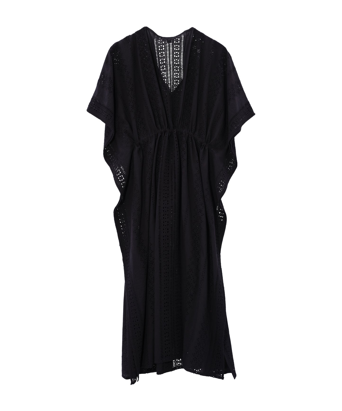 Eyelet Butterfly Maxi Caftan in color black