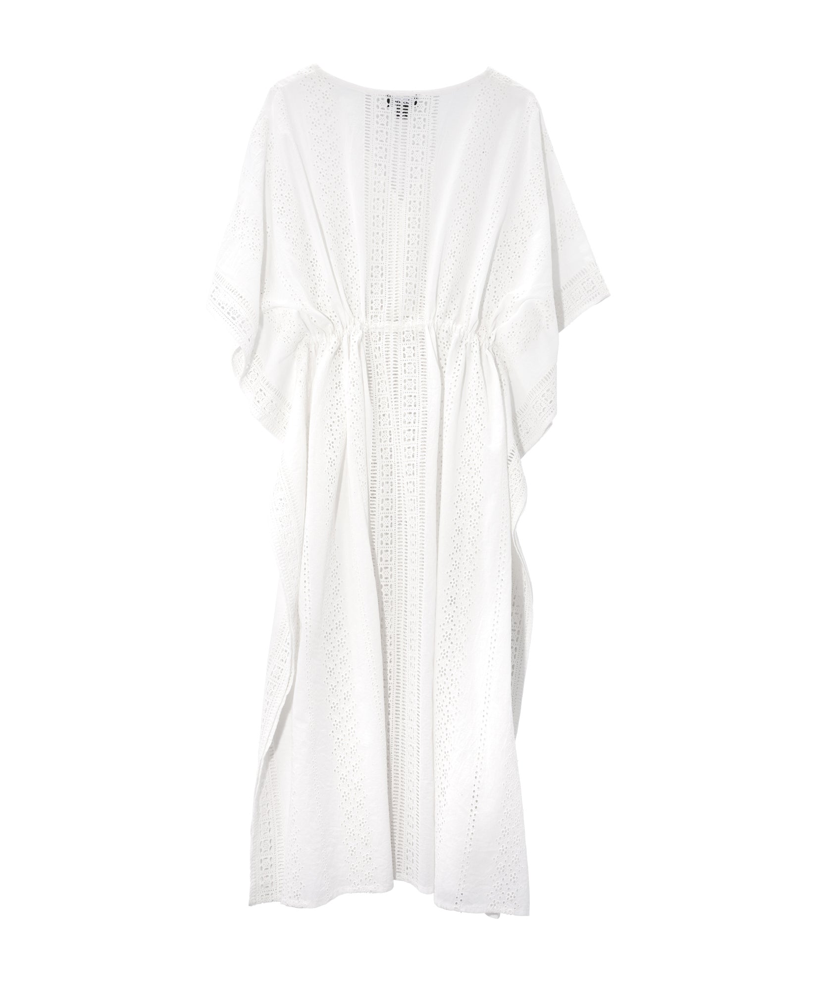 Eyelet Butterfly Maxi Caftan in color white