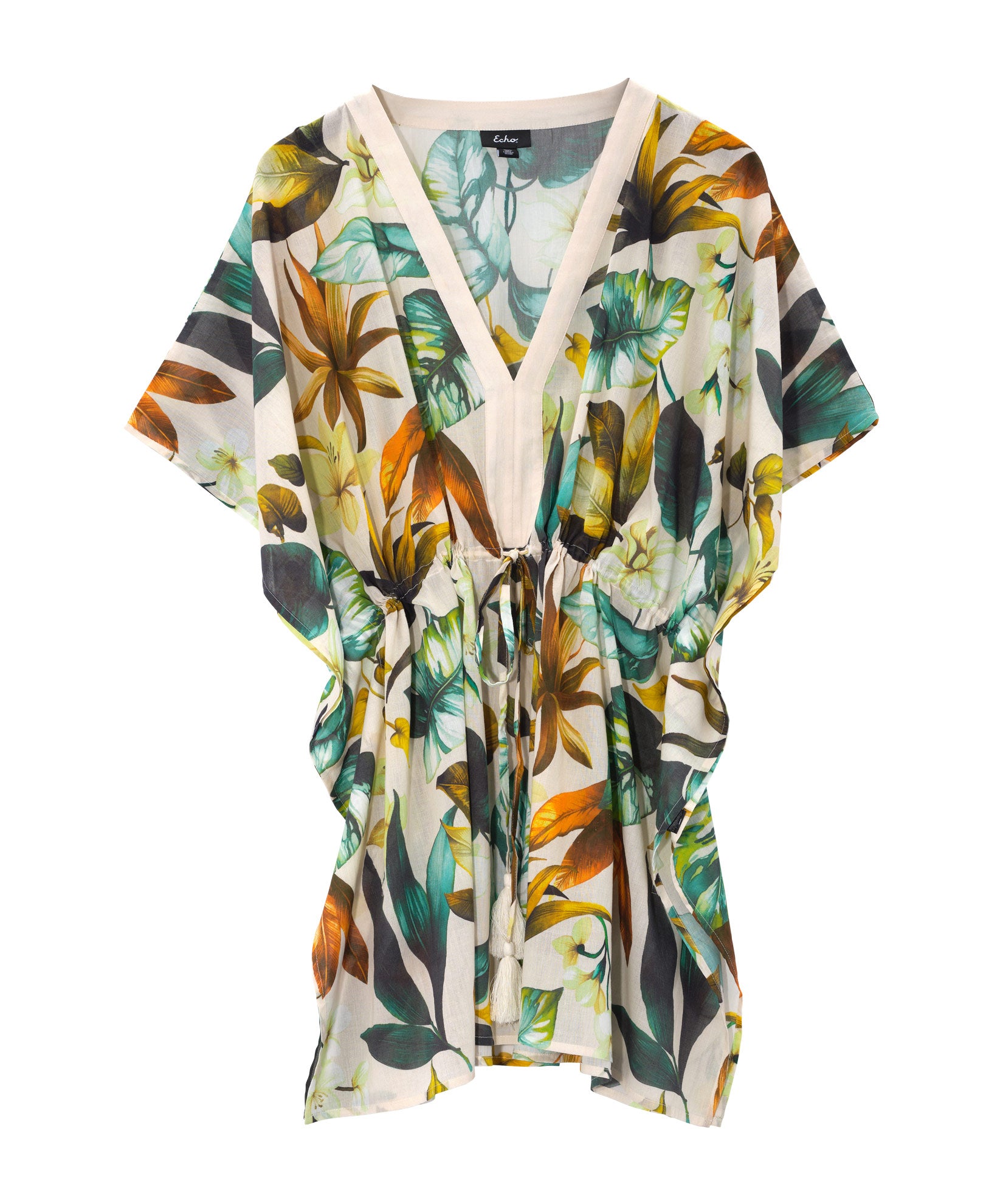 Oasis Palm Butterfly Caftan in color sand