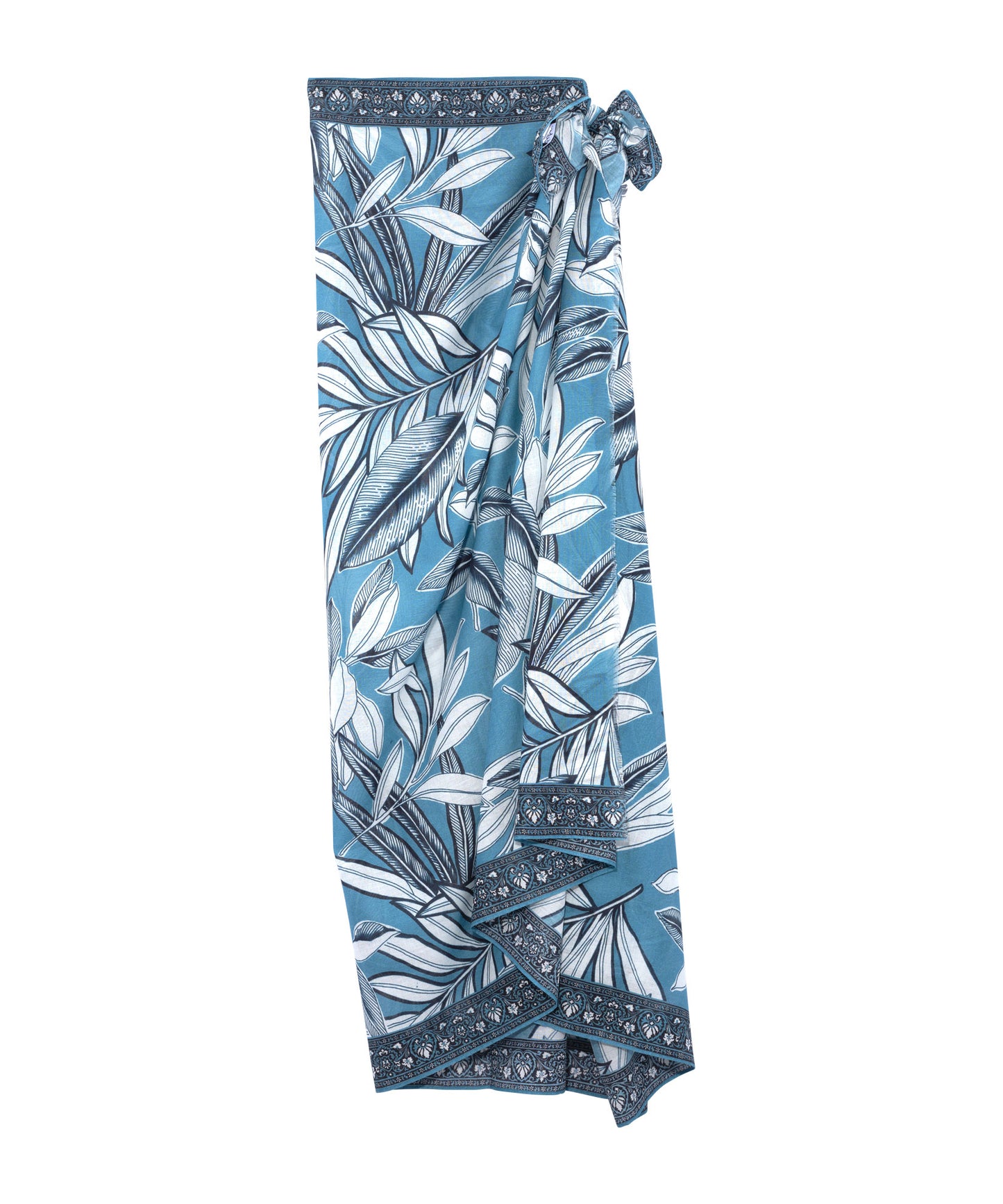 Golden Palm Sarong in color vista blue