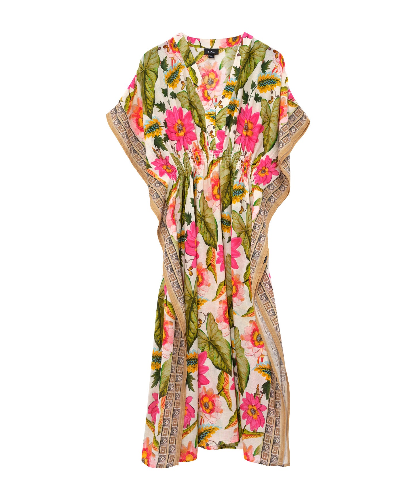 Tile Floral Maxi Caftan in cream