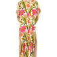 Tile Floral Maxi Caftan in cream