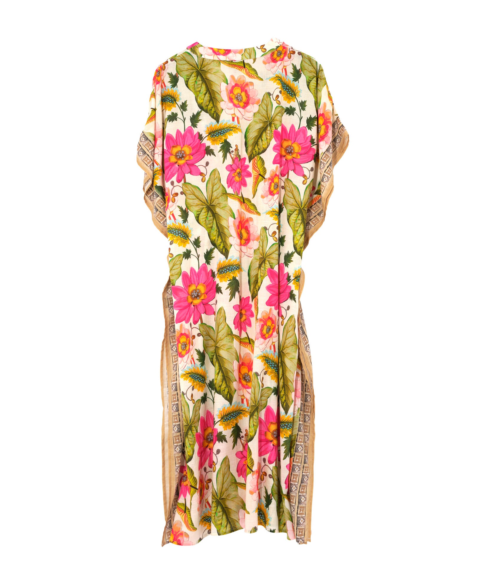 Tile Floral Maxi Caftan in cream