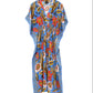 Tile Floral Maxi Caftan in vista blue