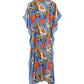 Tile Floral Maxi Caftan in vista blue