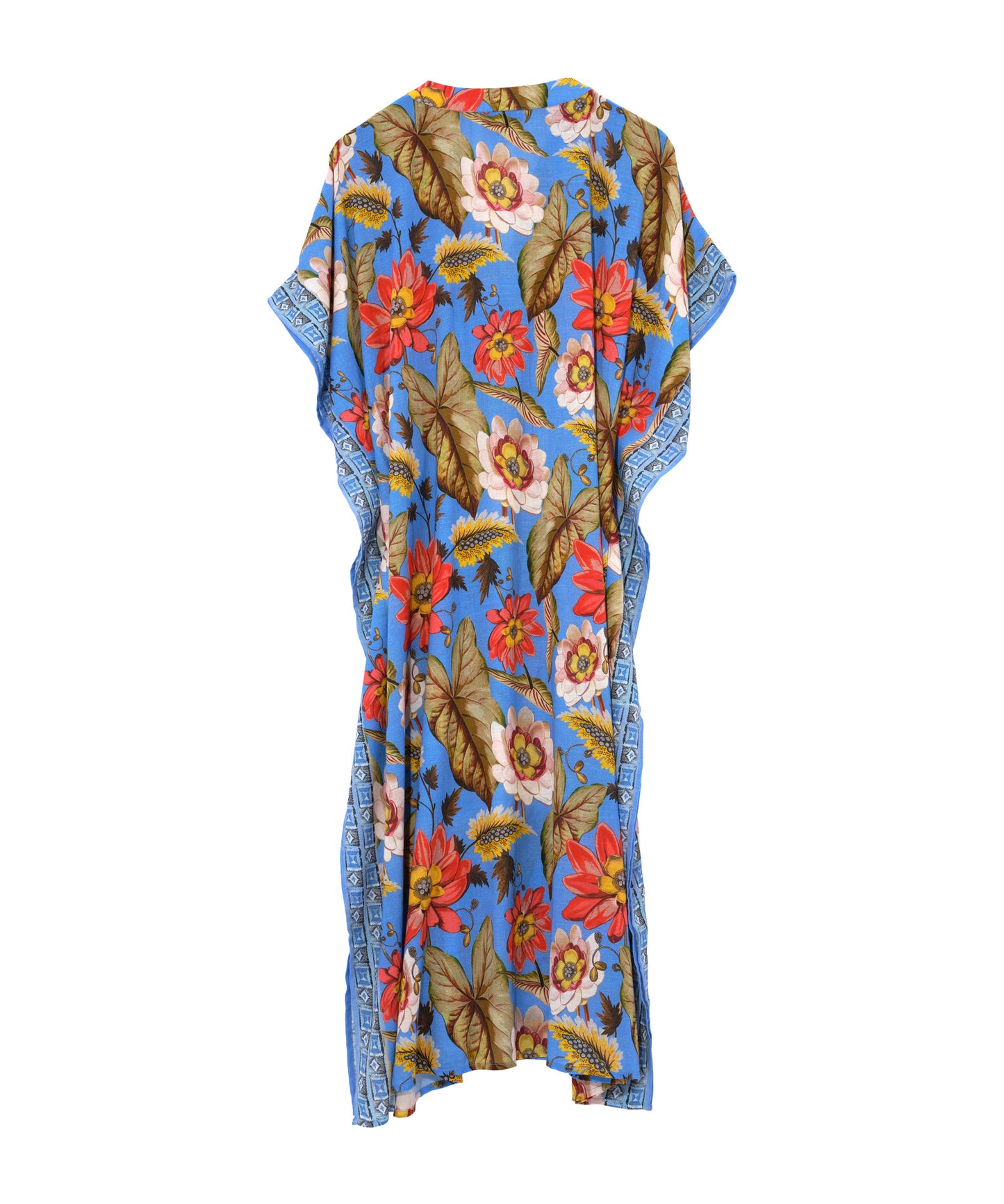 Tile Floral Maxi Caftan in vista blue