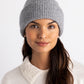 Wool/Cashmere Lofty Beanie in color Grey Heather on a model