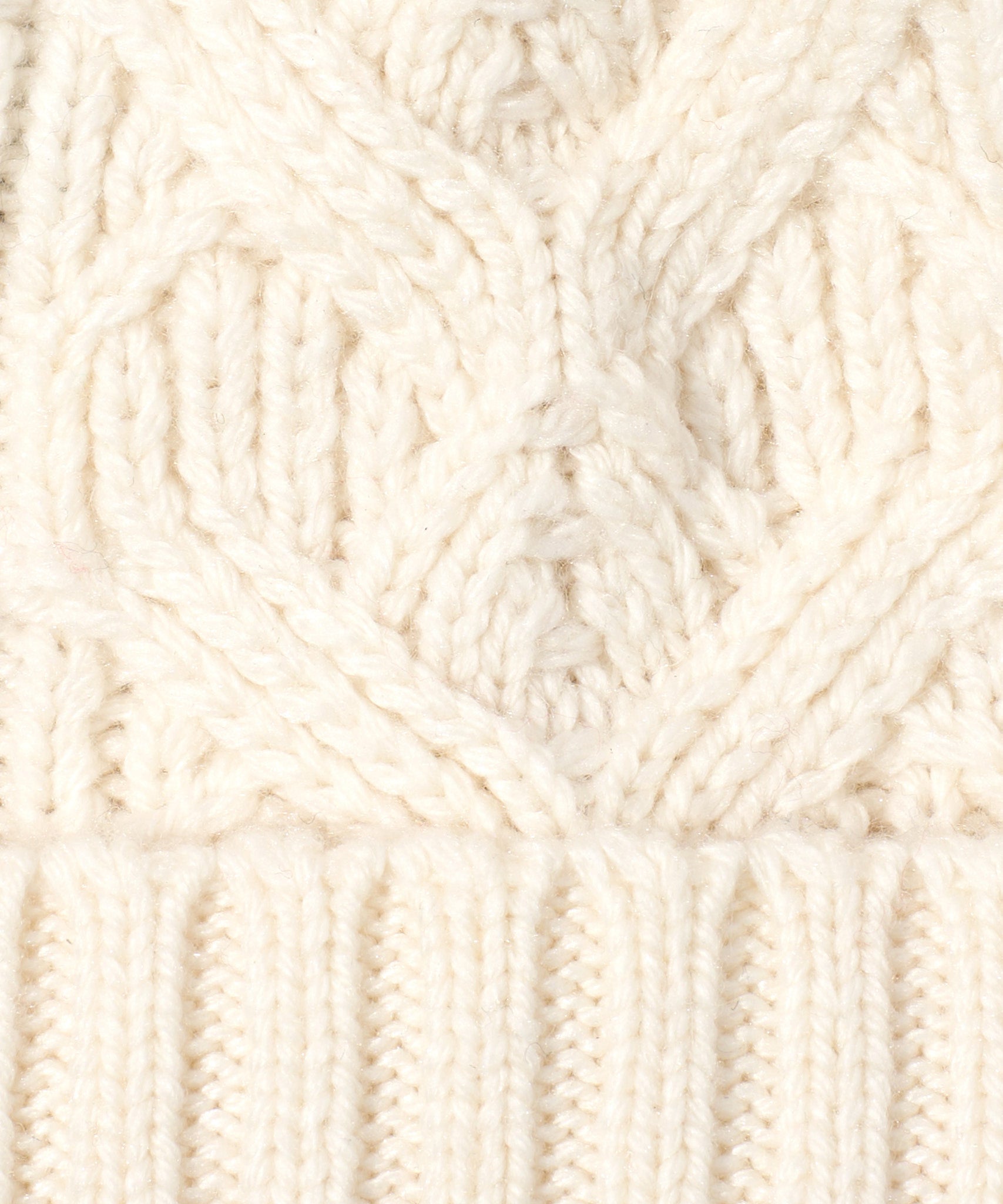 Loopy Cable Pom Hat in color Ivory