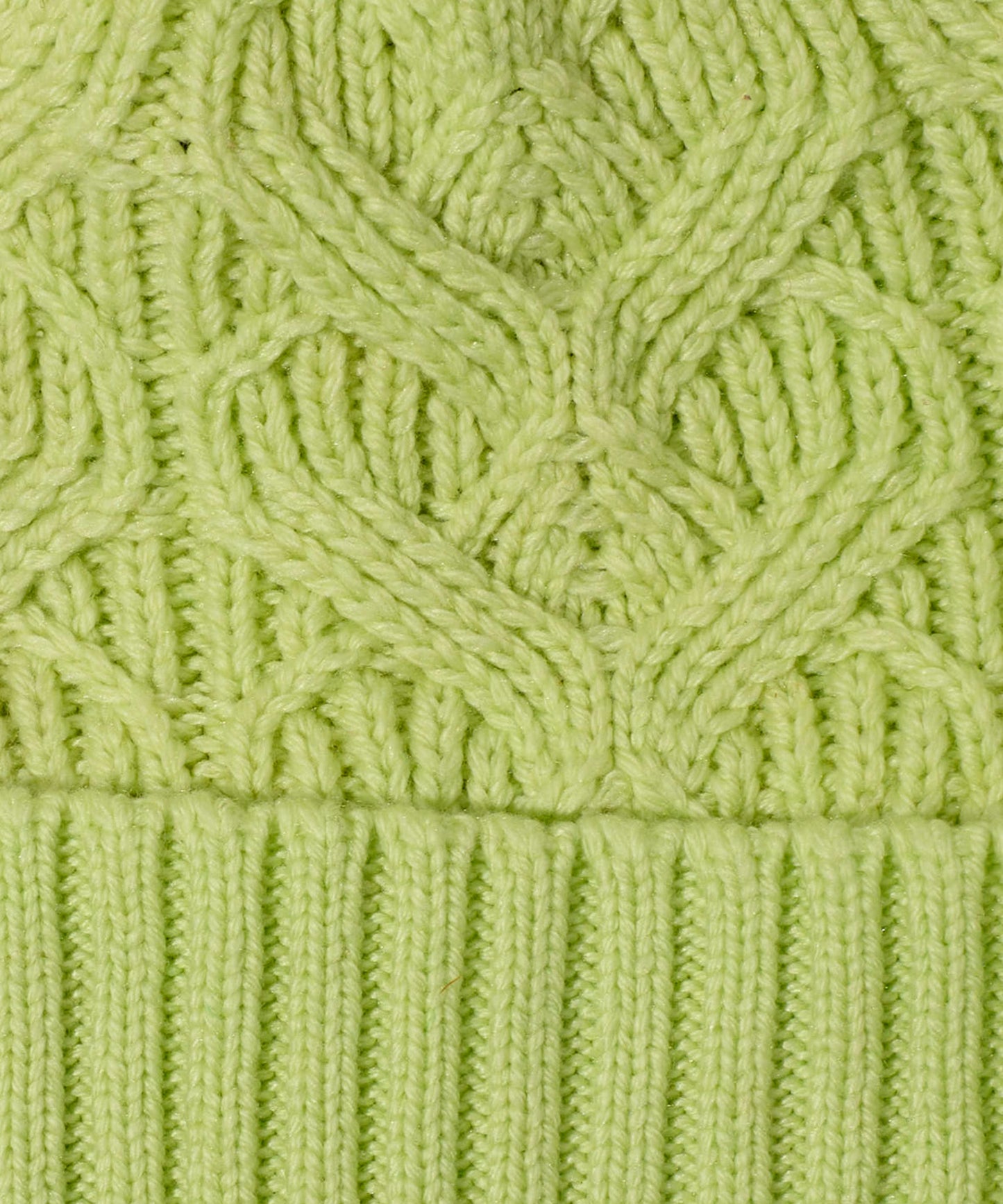 Loopy Cable Pom Hat in color Electric Lime