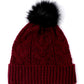 Loopy Cable Pom Hat in color Wine