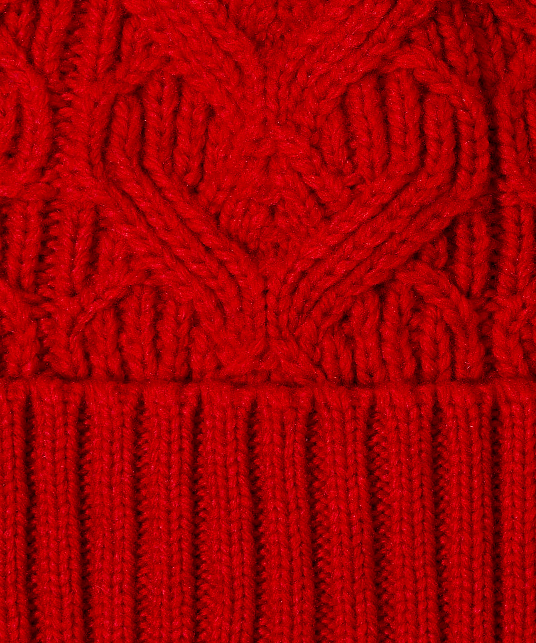 Loopy Cable Pom Hat in color Ruby Red