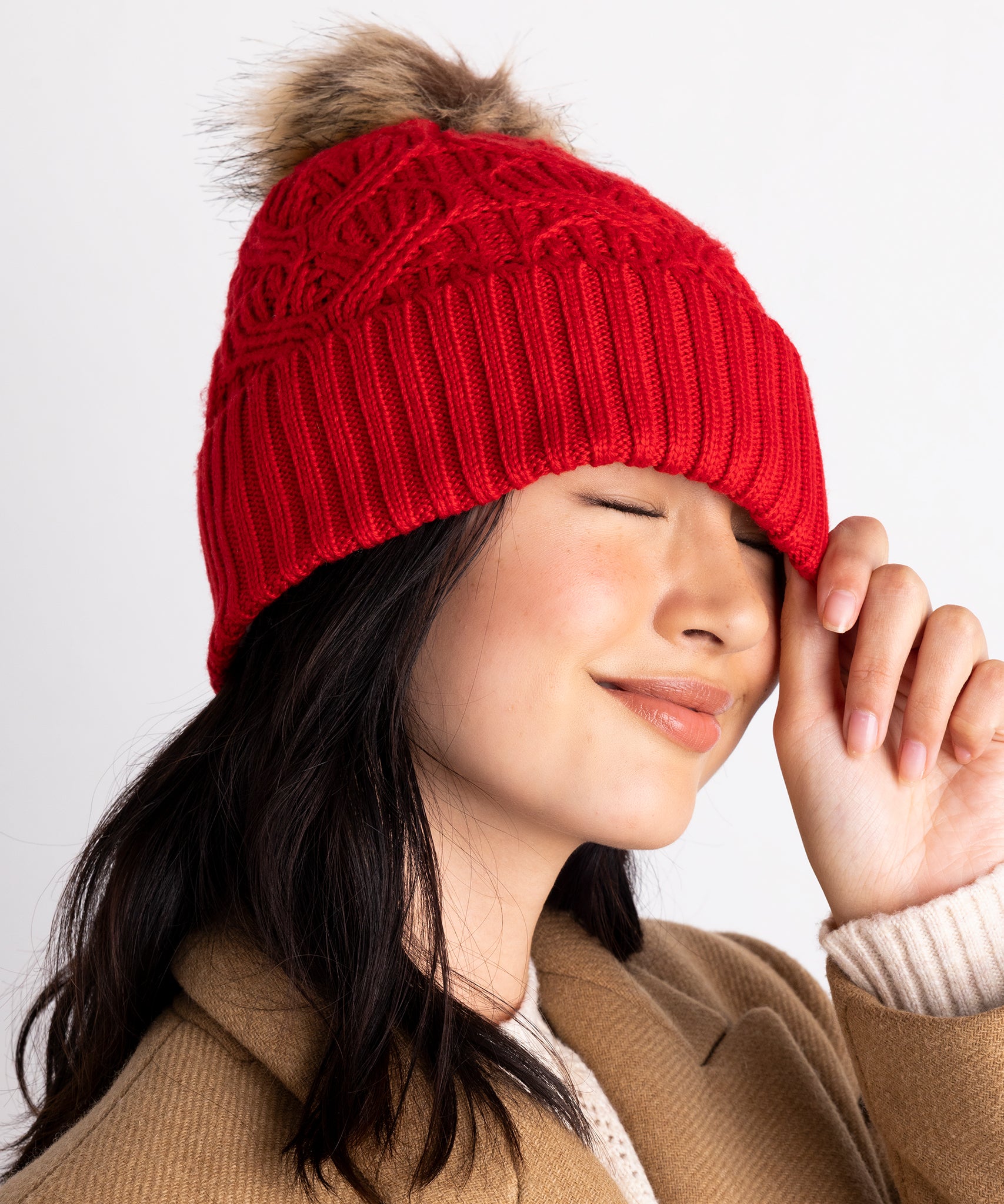 Echo Loopy Cable Pom Beanie Hat - Ivory