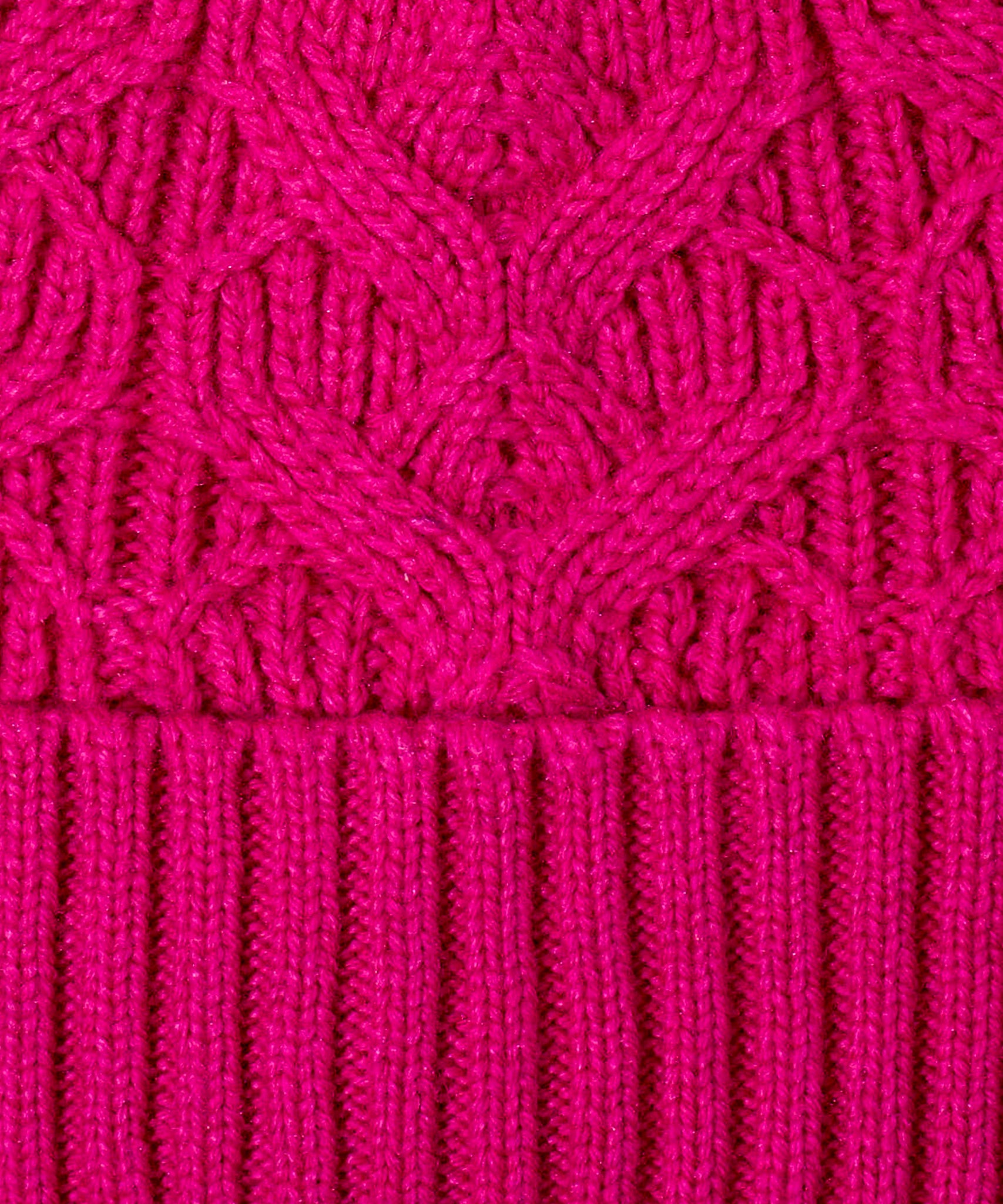 Loopy Cable Pom Hat in color Electric Pink