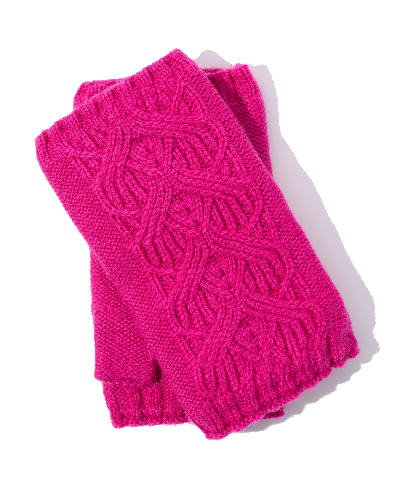 Loopy Cable Handwarmer in color Electric Pink